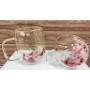 Набір скляних чашок з подвійними стінками, прикрашені сухоцвітами білими з рожевими, 2*250 мл