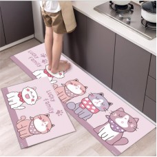 (463) Антискользящий коврик  для ванной, прикроватный коврик с цветным принтом 40 см*120 см. Розовый