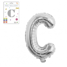 Фольгированный надувной шар буквы, буква C, 16 дюймов (40,5 см). Серебро