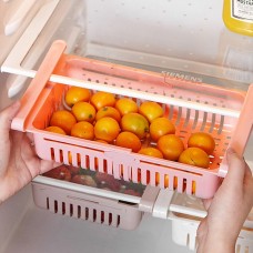 Уценка. Раздвижной пластиковый контейнер для хранения продуктов в холодильнике. Розовый
