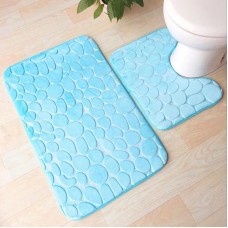 Набор 3-D текстурных ковриков для ванной и туалетной комнаты, 2 шт. Морские камешки. Голубой