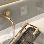 Полка настенная подвесная  в ванную комнату на самоклейке. Черная с золотом