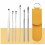 Портативный набор инструментов для чистки ушей в чехле, 6 шт/набор. Желтый