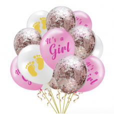 Набор надувных шаров для  выписки с роддома, фотосессии "Это девочка". Розовый