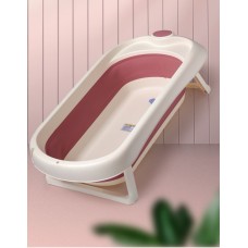 Детская ванночка для купания складная 80×46×20(16) см с термометром. Розовая