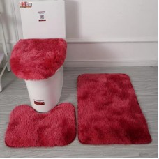 Набор меховых ковриков для ванной и туалетной комнаты, 3 шт. Бордо