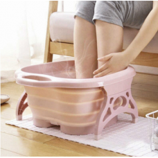 Складная массажная ванночка для ног, спа-ванна для педикюра. Розовый