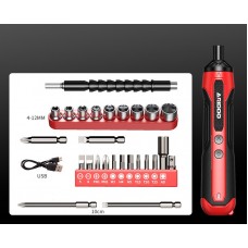 Электрическая магнитная отвертка ARIDOO с комплектом универсальных бит и насадок, мощность 9.8VF