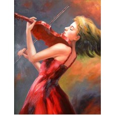 Алмазная мозаика "Игра на скрипке", картина стразами 25*30 см