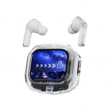 Беспроводные наушники с сенсорным цветным ЖК-экраном. Белый