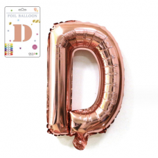 Фольгированный надувной шар буквы, буква D, 16 дюймов (40,5 см). Розовый
