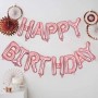 Набор надувных фольгированных шариков для создания композиции Happy Birthday. Розовый