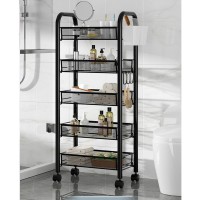 Етажерка на колесах із 5 знімними полицями, металева. 44*26*102см Чорна