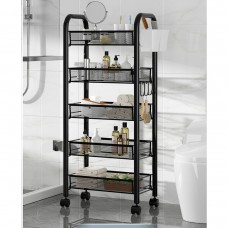 Етажерка на колесах із 5 знімними полицями, металева. 44*26*102см Чорна